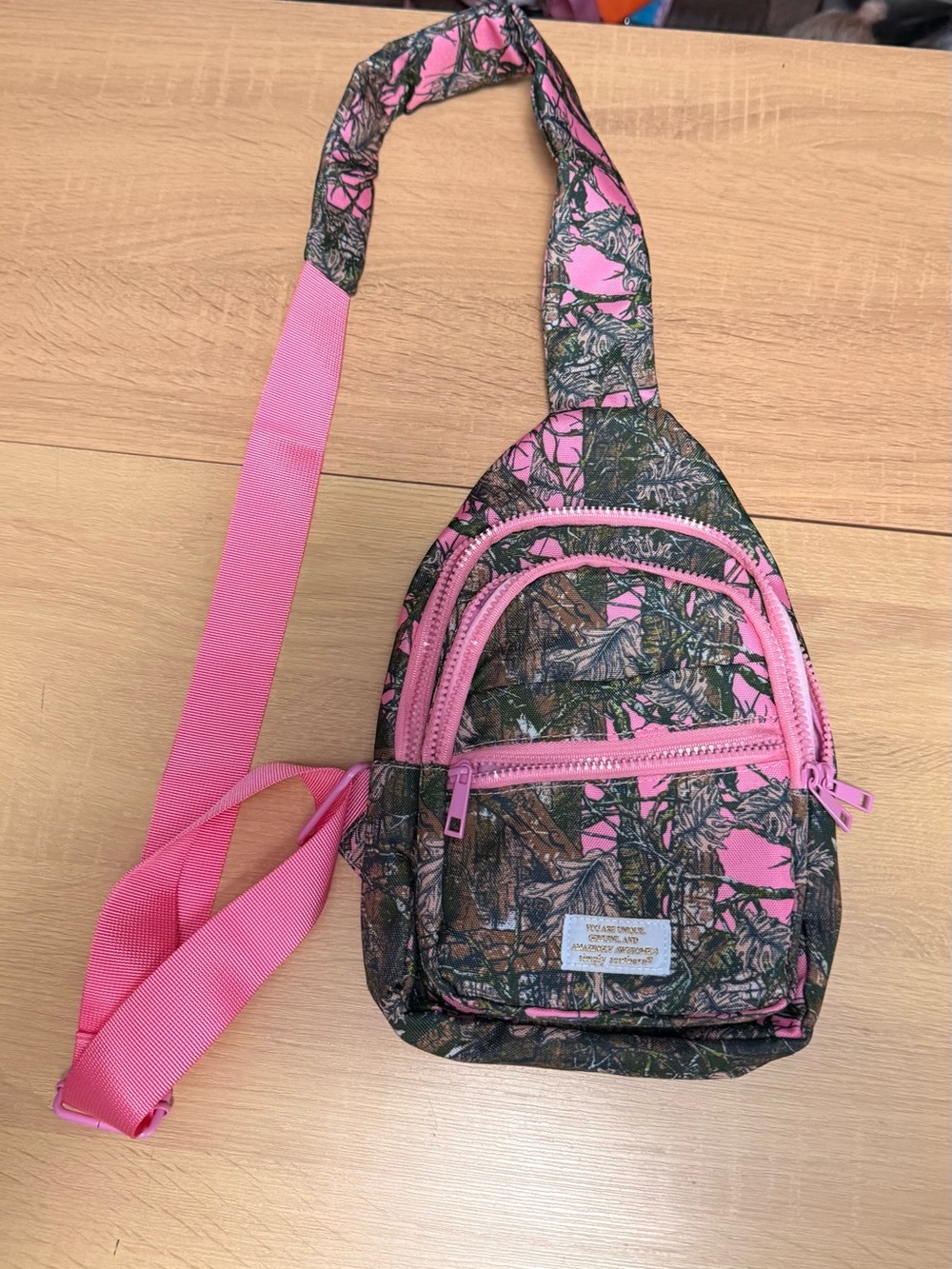 Simply Southern Pink & Green Camo Sling Bag